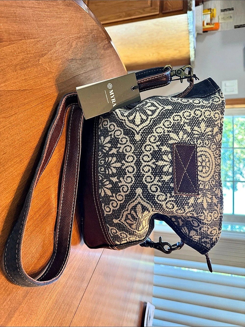 Myra Crossbody Bag in Blue & Brown